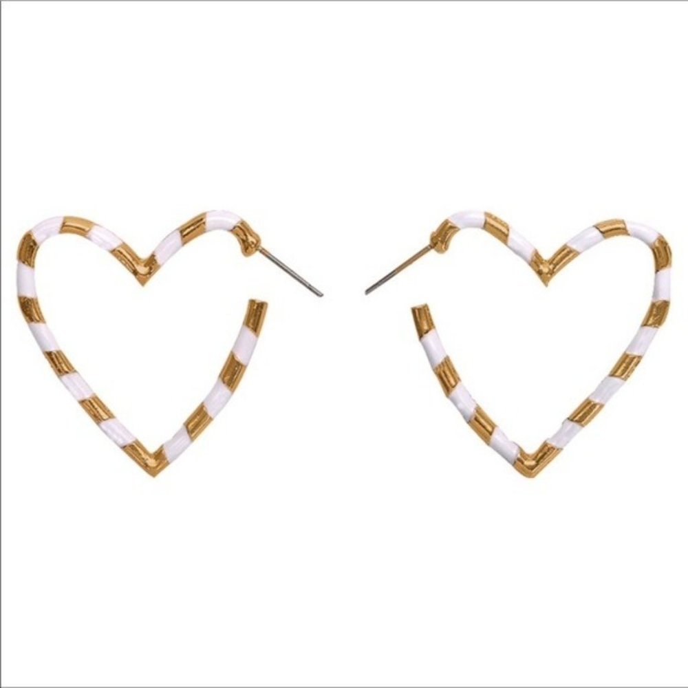 NWOT Anthro BaubleBar White Heart Hoop Earrings
